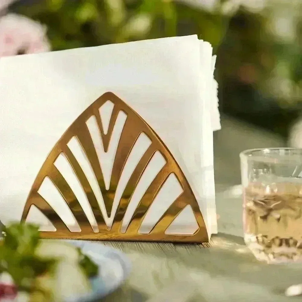 IKEA TILLSTÄLLNING Napkin holder, brass color/ gold Brass Art Deco Triangle